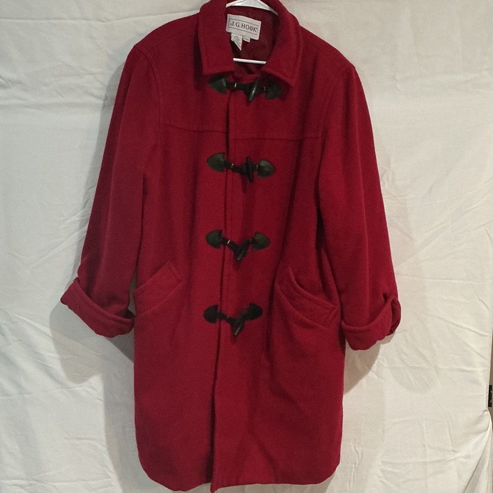 J.G. Hook Women's Vibrant Red Toggle Pea Coat